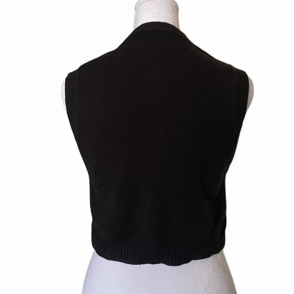 Black and White Smiley Face Knit Vest - Picture 3 of 5